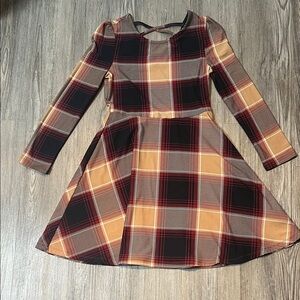 Derek Heart Plaid Kids Dress - Black, Red, Tan